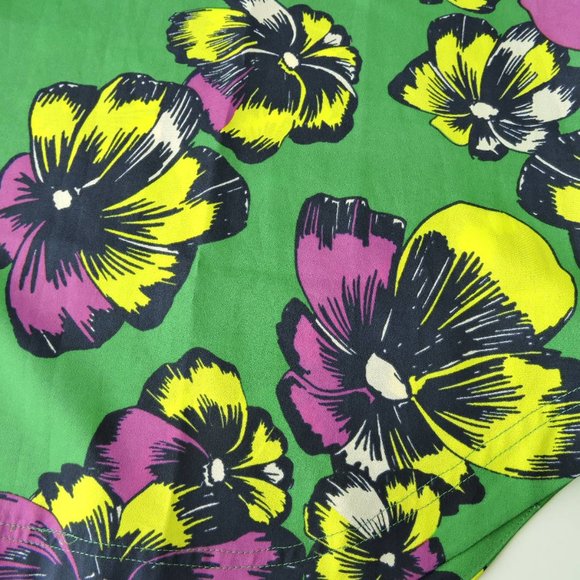 J Crew size 8 drapey top blouse floral print multicolor green pink yellow - Picture 4 of 7